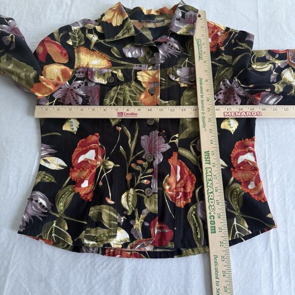 Gaudy Couture Womens Fall Autumn Floral  Sequin Denim Jacket Cotton Size Med - Picture 7 of 11